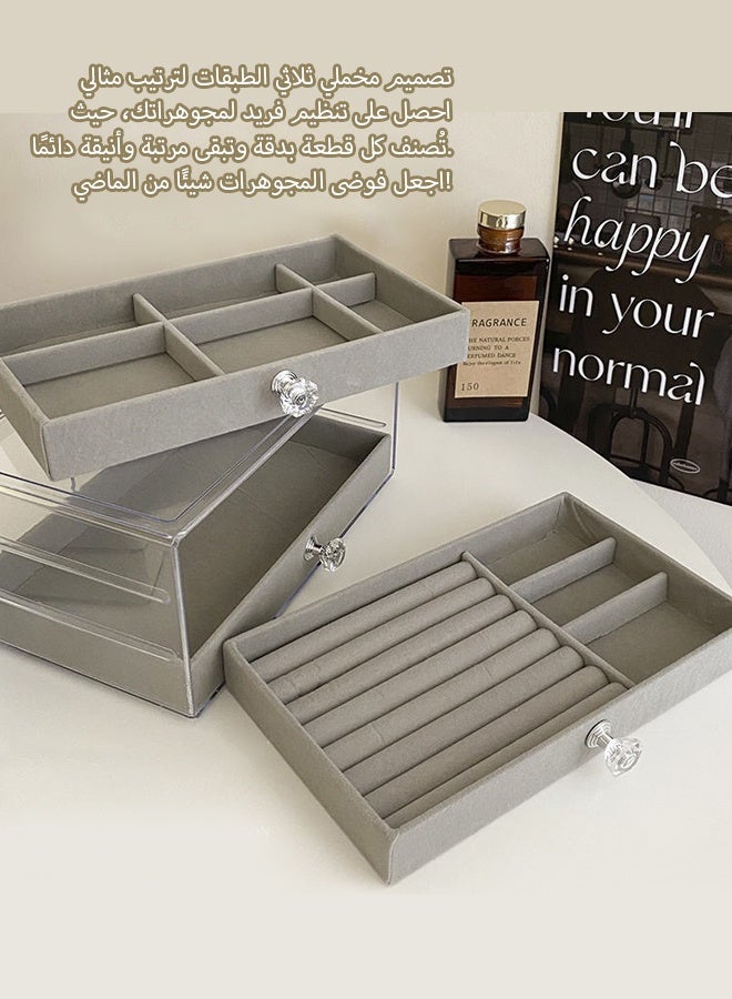 Ladies' multi-functional jewelry storage box and organizer, earrings,  rings, necklaces, bracelets and jewelry tray storage box  - Image 4