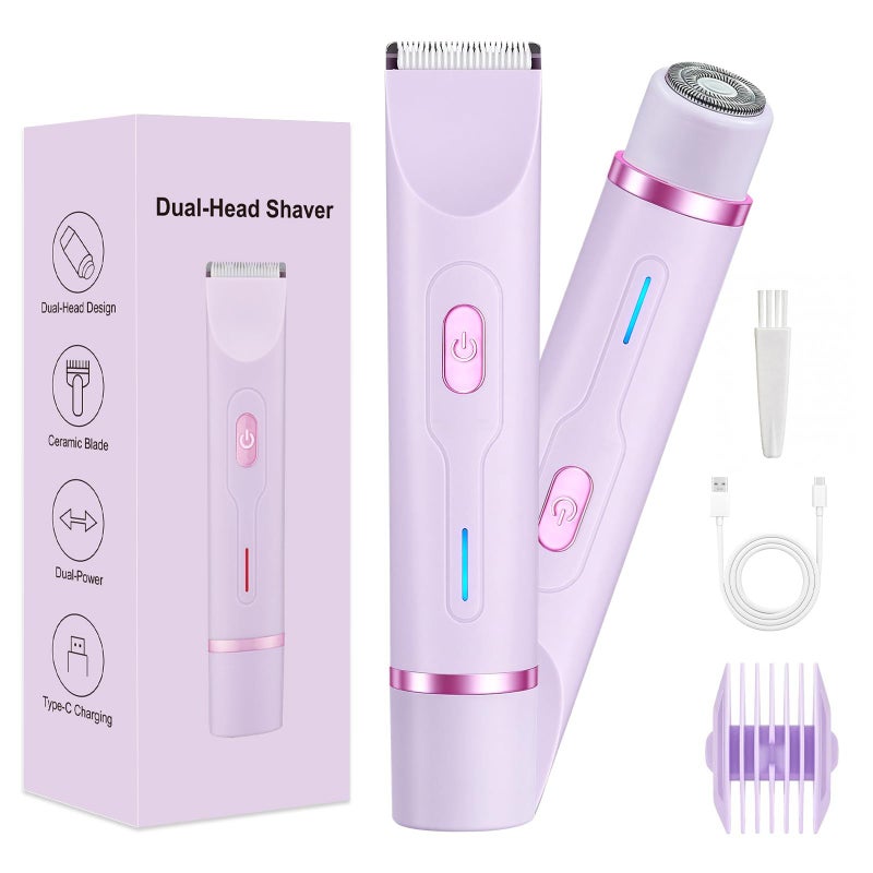 Women 2 In 1 IPX7 Waterproof Bikini Trimmer USB Cordless Electric Shaver - Image 2