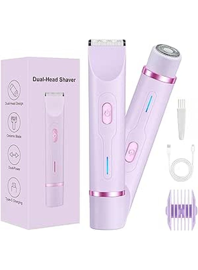 Women 2 In 1 IPX7 Waterproof Bikini Trimmer USB Cordless Electric Shaver - Image 1