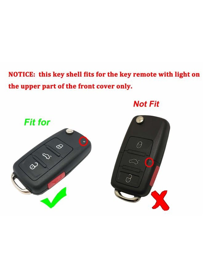 Arruweer Flip Folding Car Key Fob Case Shell Fit for VW Volkswagen GTI Jetta Eos Golf Replacement Keyless Entry Remote Control Key Fob Cover Housing (2) - Image 2