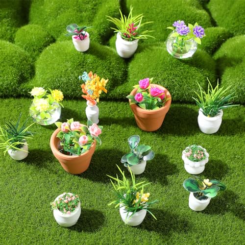 IMIKEYA Miniature Dollhouse Plant Flowers 15pcs Mini Dollhouse Potted Plants Artificial Tiny Plants Fake Greenery Ornament Potted Plant Flower Model Micro Landscape Dollhouse Furniture Decor - Image 5