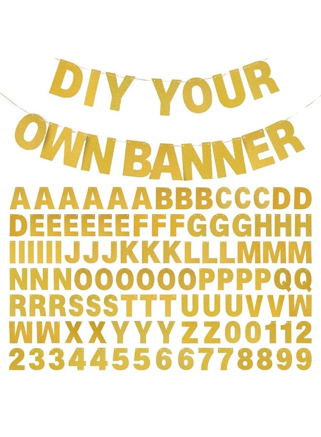 mifengda DIY Banner Kit with Letters Glitter Banner Letters Gold Customizable Birthday Banners Graduation Banner Custom Party Hanging Banner for Graduation Wedding Party Baby Shower Decoration (Gold) - Image 5