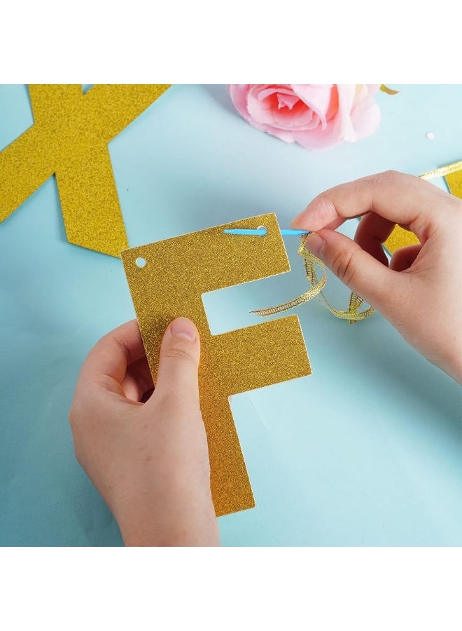 mifengda DIY Banner Kit with Letters Glitter Banner Letters Gold Customizable Birthday Banners Graduation Banner Custom Party Hanging Banner for Graduation Wedding Party Baby Shower Decoration (Gold) - Image 2