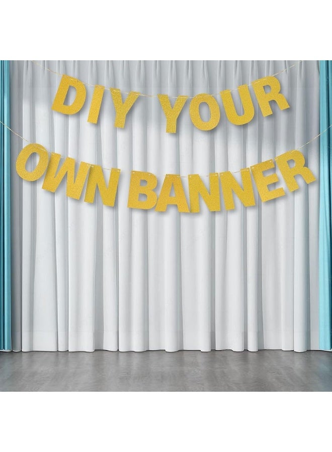mifengda DIY Banner Kit with Letters Glitter Banner Letters Gold Customizable Birthday Banners Graduation Banner Custom Party Hanging Banner for Graduation Wedding Party Baby Shower Decoration (Gold) - Image 3