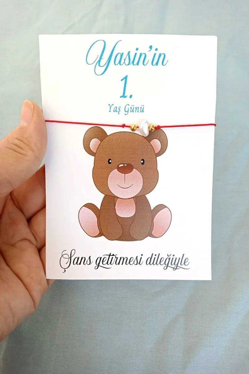 Emtory Home Lucky Bracelet with 20 Teddy Bear Cards - Baby Gift - Mawlid Gift - One by One with Gelatin