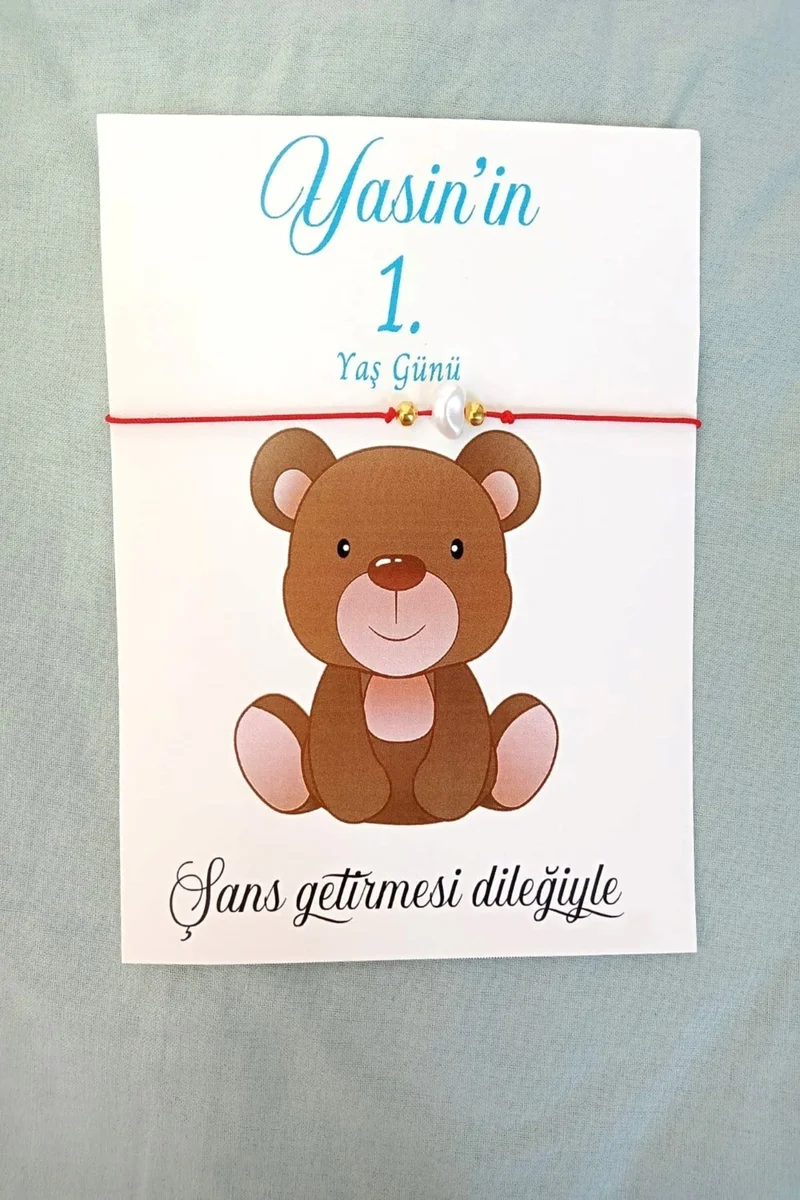 Emtory Home Lucky Bracelet with 20 Teddy Bear Cards - Baby Gift - Mawlid Gift - One by One with Gelatin