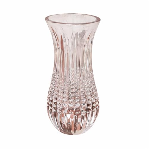 Pure Source India Glass Dimond Cut Flower Vase, Small Size- 6 Inch, Crystal Clear - Image 2