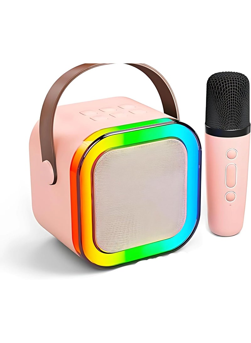 سماعة كاريوكي بلوتوث K12 مع ميكروفون، آلة كاريوكي لاسلكية وأضواء RGB - وردي - Image 3