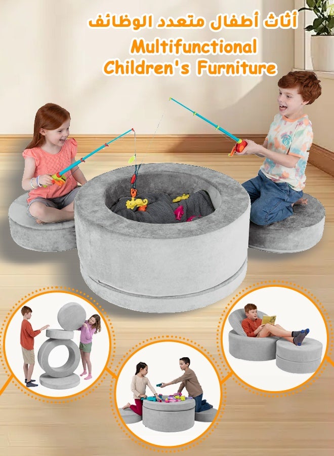 Riolio 6 in 1 Modular Kids Sofa, For Toddler And Baby Playroom Bedroom - Image 1