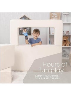 Riolio 6 in 1 Modular Kids Sofa, For Toddler And Baby Playroom Bedroom, Lvory With Bonus Pillow  - Image 4