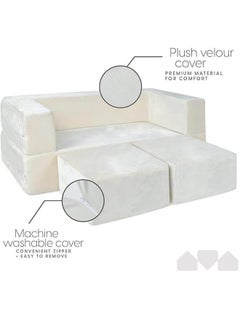 Riolio 6 in 1 Modular Kids Sofa, For Toddler And Baby Playroom Bedroom, Lvory With Bonus Pillow  - Image 5