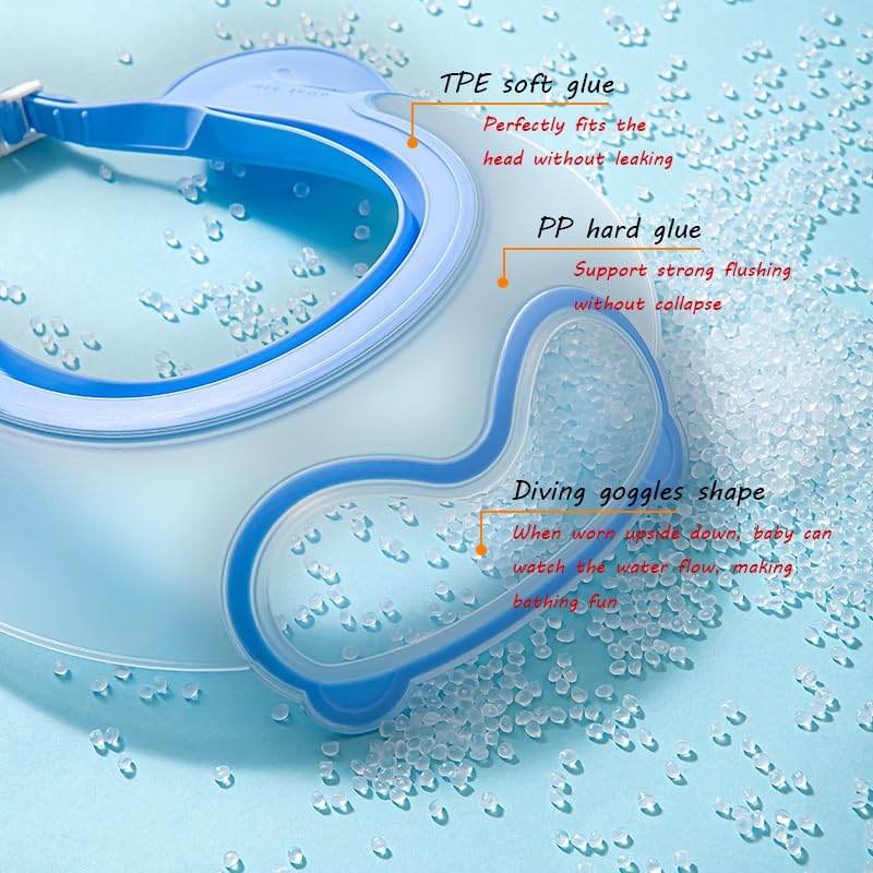 TinyGuardian Baby Shower Cap Shield, Shower Cap for Kids, Visor Hat for Eye and Ear Protection for 0-9 Years Old Children, Cute diving goggle Shape Makes The Baby Bath More Fun (Blue) - Image 3