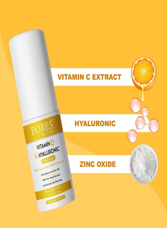 PORES Be Pure Vitamin C & Hyaluronic Sunscreen SPF 50, PA++++, Lightweight, No white-cast | Broad Spectrum & Blue Light Protection For Even Toned & Glowing Skin | All Skin Type Sunscreen (100 ML (Pack of 3)) - Image 4