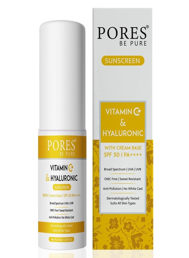 PORES Be Pure Vitamin C & Hyaluronic Sunscreen SPF 50, PA++++, Lightweight, No white-cast | Broad Spectrum & Blue Light Protection For Even Toned & Glowing Skin | All Skin Type Sunscreen (100 ML (Pack of 3)) - Image 3