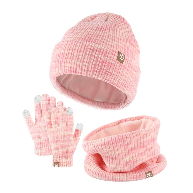 Winter Knitted Gloves Hat Scarf 3-Piece Set for Boys Girls - Warm Outdoor Thermal