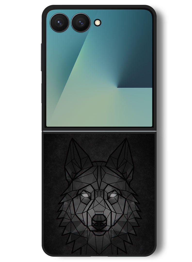 Theodor Case Compatible with Samsung Galaxy Z Flip 7 - 6.9 Inch Protection Shockproof Bumper Cover Wolf Abstract - Image 1