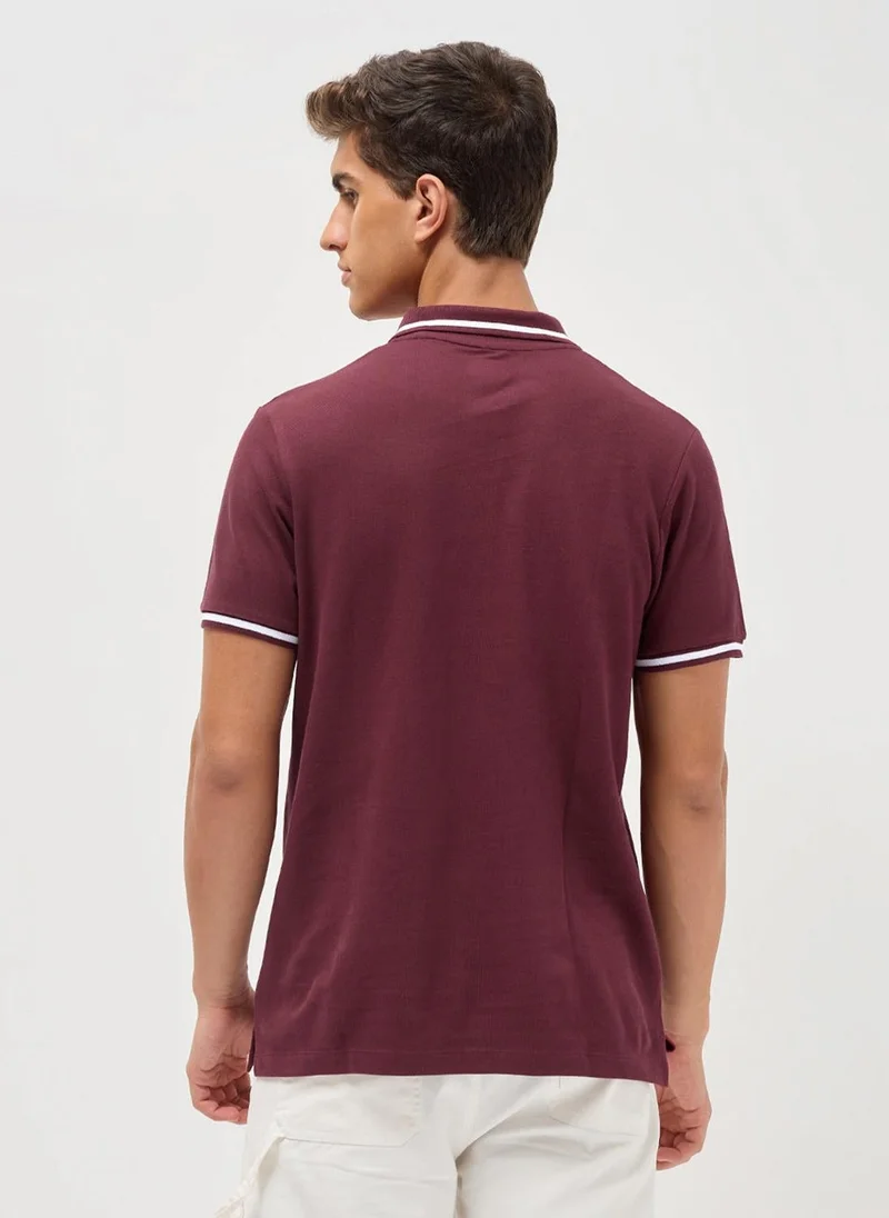 Urbano Fashion  Urbano Fashion Men's Maroon Solid Regular Fit Half Sleeve Cotton Polo T-Shirt for Men | Best Price UAE