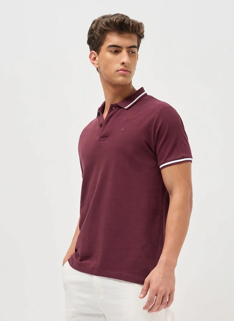 Urbano Fashion  Urbano Fashion Men's Maroon Solid Regular Fit Half Sleeve Cotton Polo T-Shirt for Men | Best Price UAE