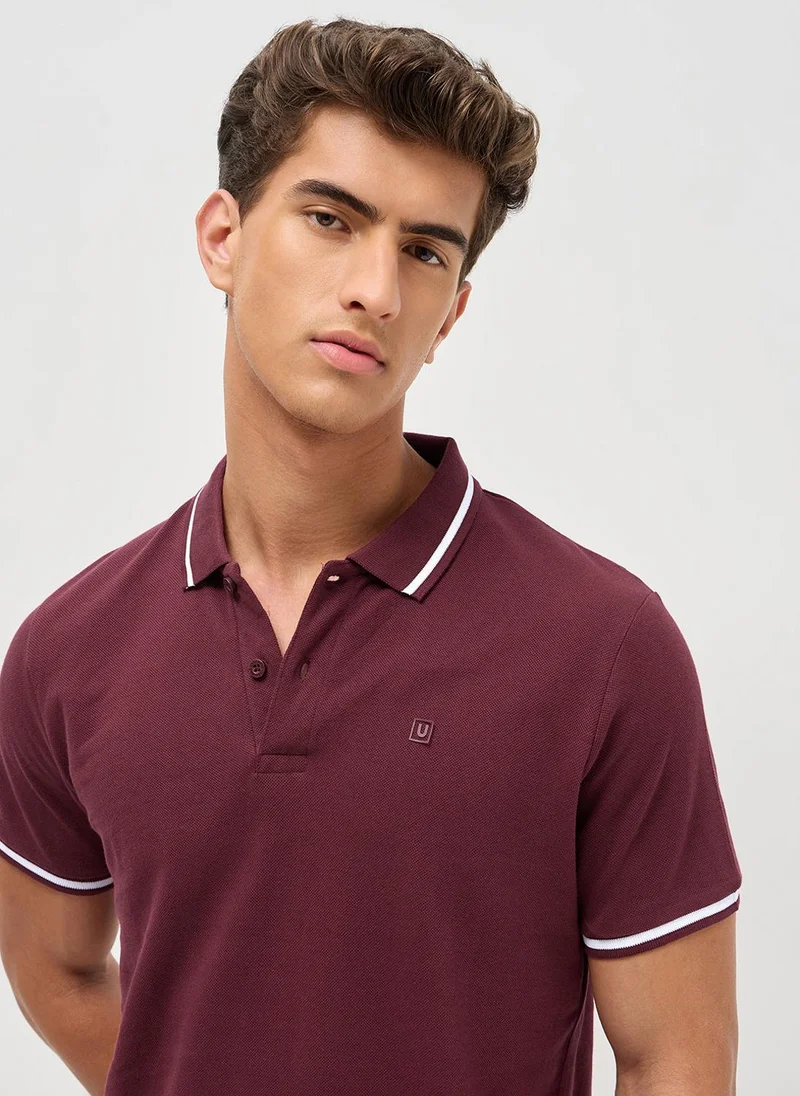 Urbano Fashion  Urbano Fashion Men's Maroon Solid Regular Fit Half Sleeve Cotton Polo T-Shirt for Men | Best Price UAE