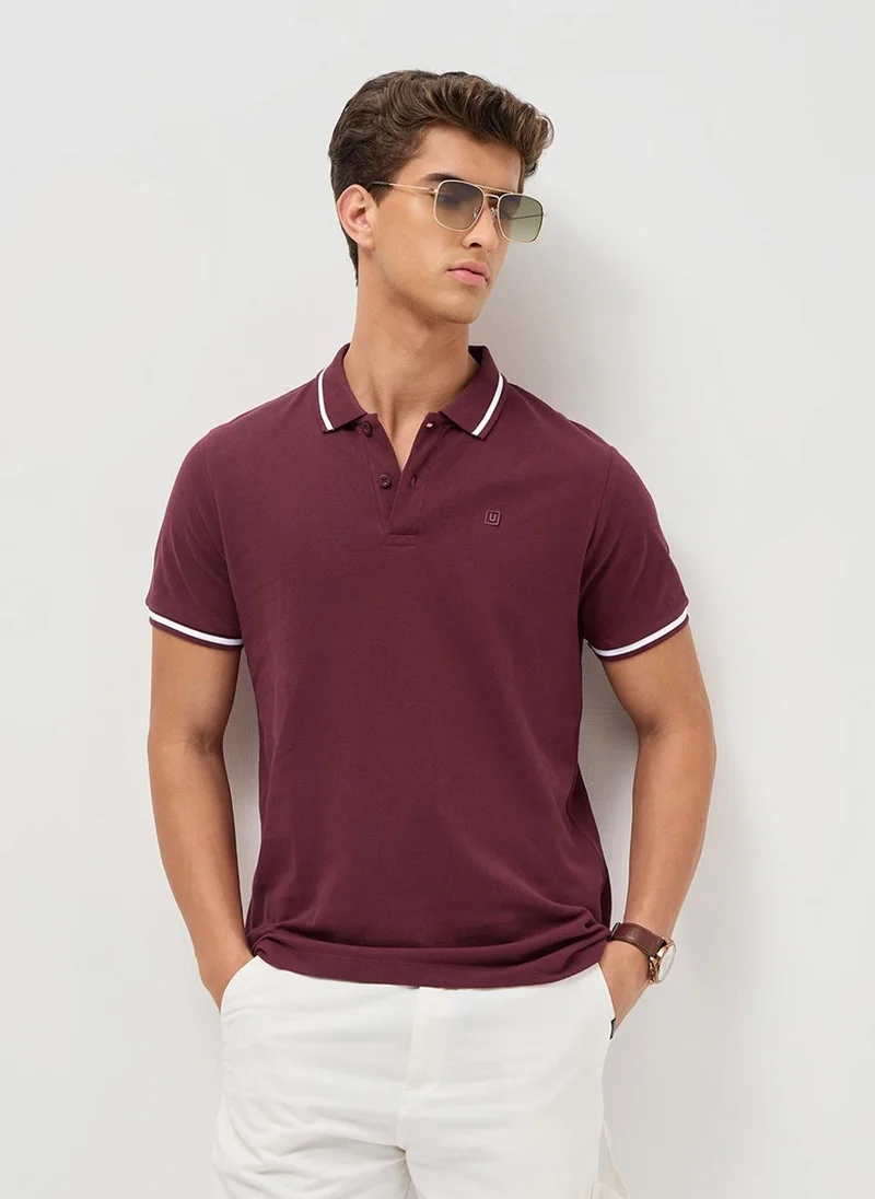 Urbano Fashion Men's Maroon Solid Regular Fit Half Sleeve Cotton Polo T-Shirt