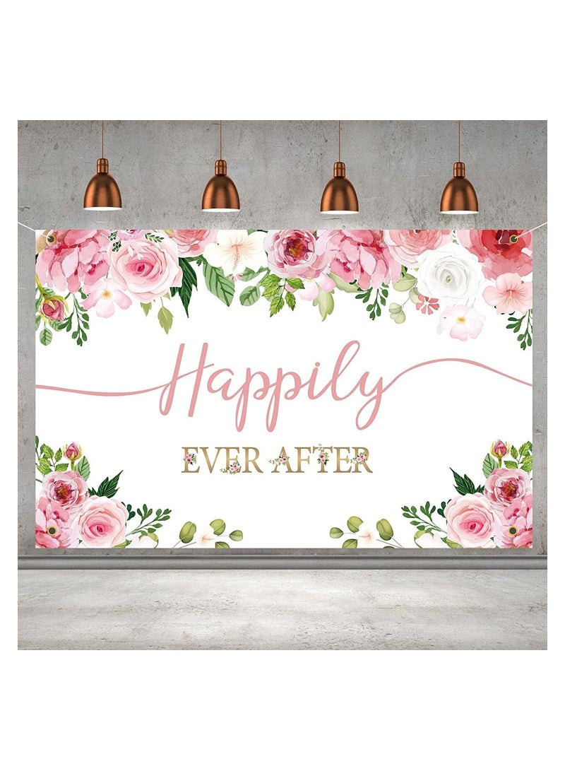 Cheerful Wedding Backdrop Banner Poster with Floral Design for Weddings, Engagement Parties, Bachelorette Parties, Printed by Up to Date Egypt - Image 2