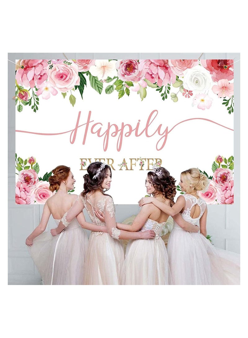 Cheerful Wedding Backdrop Banner Poster with Floral Design for Weddings, Engagement Parties, Bachelorette Parties, Printed by Up to Date Egypt - Image 1