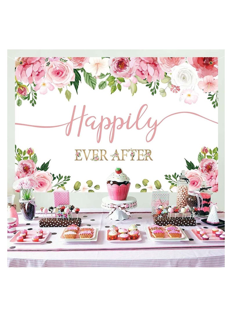 Cheerful Wedding Backdrop Banner Poster with Floral Design for Weddings, Engagement Parties, Bachelorette Parties, Printed by Up to Date Egypt - Image 4