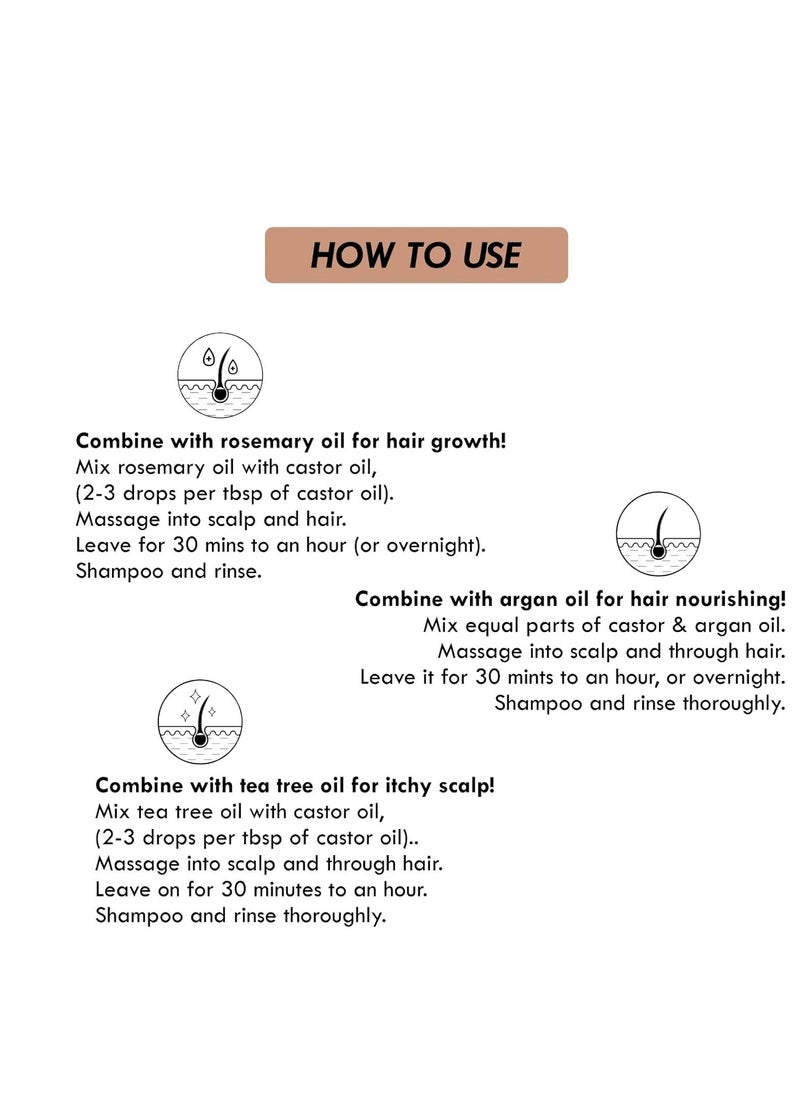 AROMATIQUE Aromatique Pure Castor Oil For Hair Growth  100% Cold-Pressed, Deep Hydration for Hair, Skin and Nails, Promotes Thicker Hair, Adds Natural Shine, Versatile Beauty Oil 200ml  - Image 4