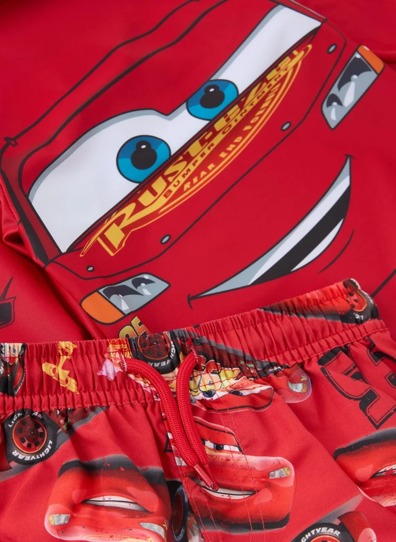 ماتلان Disney Cars Boys Red Lightning McQueen Rash Vest & Short Set
