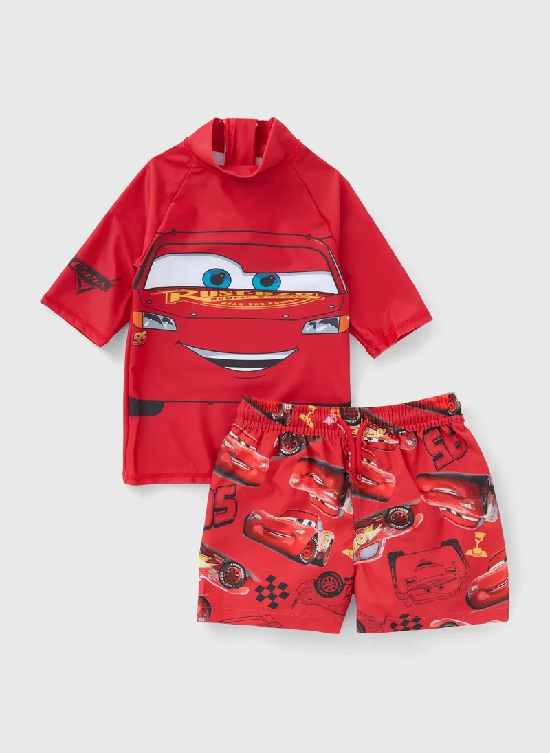 ماتلان Disney Cars Boys Red Lightning McQueen Rash Vest & Short Set