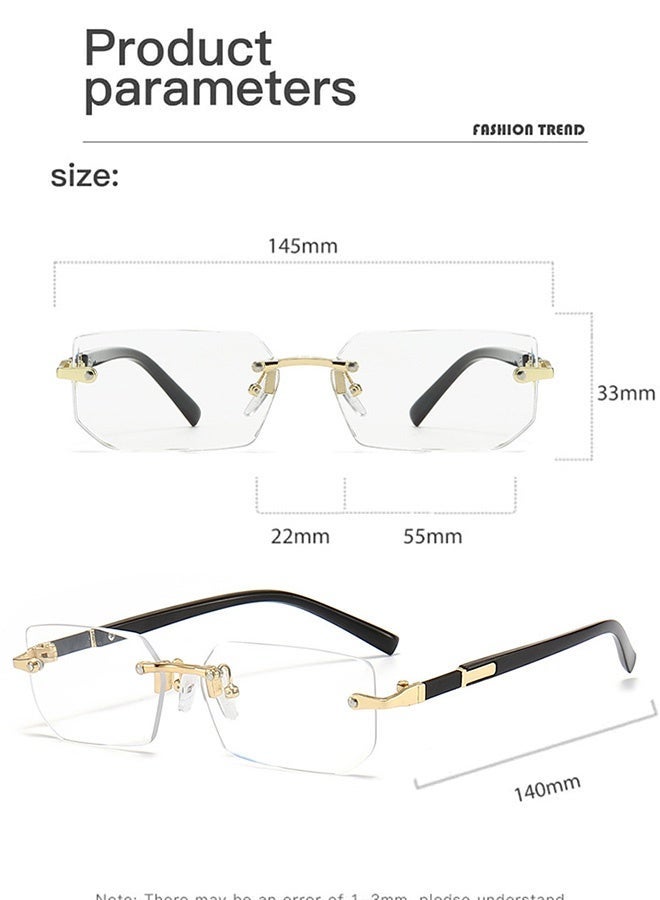 CIKJUK Rimless Sunglasses Men Women Fashion Rectangular Sun Glasses UV Protection Men's Women's Sunglass Frameless Mens Shades Tinted Sun Glas Brown - Image 4