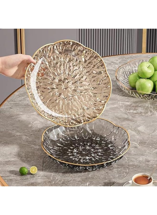 سوفام أطباق الوجبات الخفيفة مجموعة من 4 أطباق مستديرة، أطباق تقديم قطر 25 سم، أطباق المشهيات المستديرة، أطباق وعاء ضحلة مثالية لفطائر المطبخ، الوجبات الخفيفة، الفواكه، بارتي - Image 5