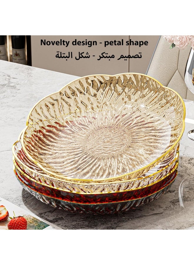 سوفام أطباق الوجبات الخفيفة مجموعة من 4 أطباق مستديرة، أطباق تقديم قطر 25 سم، أطباق المشهيات المستديرة، أطباق وعاء ضحلة مثالية لفطائر المطبخ، الوجبات الخفيفة، الفواكه، بارتي - Image 2