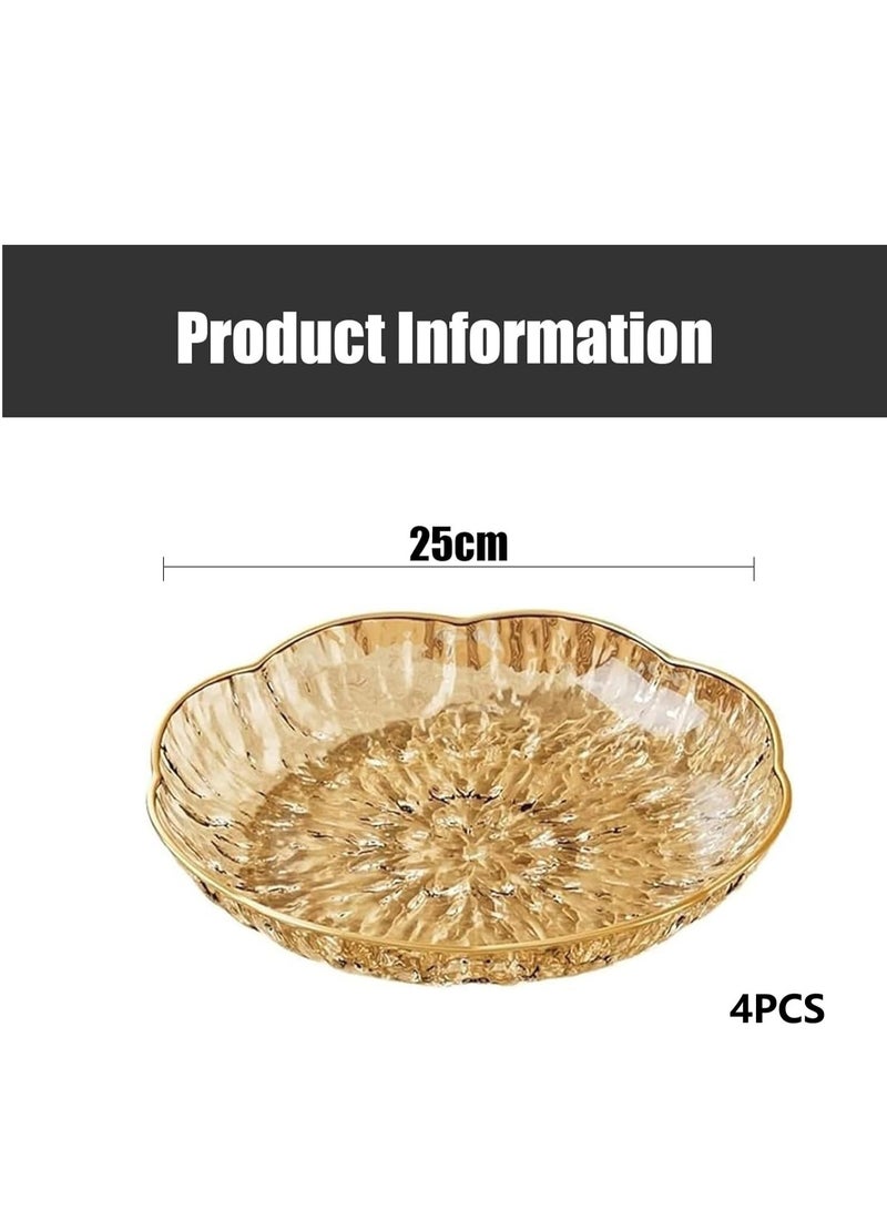 سوفام أطباق الوجبات الخفيفة مجموعة من 4 أطباق مستديرة، أطباق تقديم قطر 25 سم، أطباق المشهيات المستديرة، أطباق وعاء ضحلة مثالية لفطائر المطبخ، الوجبات الخفيفة، الفواكه، بارتي - Image 4