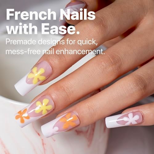 SXC Cosmetics French Tip Press On Nails Pink Medium Square 150 Pieces in 15 Sizes Ultra Fit with Preapplied Tip Primer and Base Coat No Need to File Fake Nails for Nail Art DIY XPro Tips - Image 3