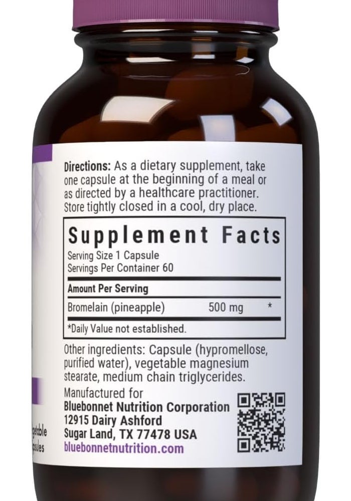 Bluebonnet Nutrition Super Bromelain Vegetarian Capsules, 500 mg, 60 Count - Image 2