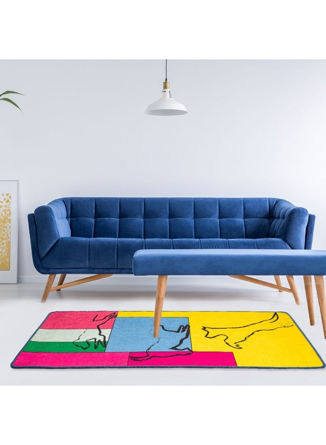 Biggdesign Washable Runner 60x130cm, Non-slip Bottom Carpet, Non-Shedding Area Mat, Polyester Anti-Bacterial Runner, Three Dogs Design, Pet Friendly Runner Mat, Ideal for Interiors, Living Room, Hallway, Bedroom - Image 1