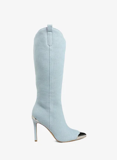 London Rag Metallic Cap Toe Denim Boots in Blue