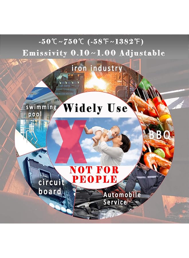 Benetech Gt750 Infrared Thermometer Data Logger -58℉~1382℉(-50℃~750℃) With 30 Groups Memory, Ir Laser Pyrometer Gun With High Low Temperature Alarm & Max Min Dif Avg Value For Cooking Auto Repair - Image 5