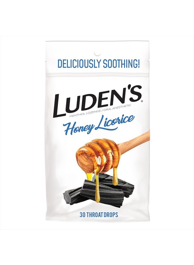LUDEN'S قطرات لودن المهدئة للحلق، عسل وعرق السوس، 30 حبة (عبوة من 1) - Image 1