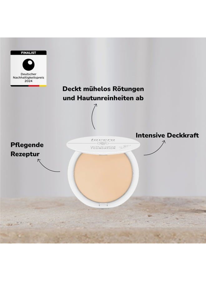lavera Cream to Powder Foundation -Light 01- nude - Bio-Mandelöl & Vitamin E - Vegan - feuchtigkeitsspendend - Intensive Deckkraft (1 x 10,5 g) - Image 3
