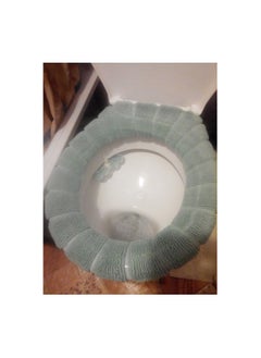 THE PACK Bathroom Soft Thicker Warmer Stretchable Washable Cloth Toilet Seat Cover Pads - Green  - Image 4