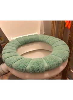 THE PACK Bathroom Soft Thicker Warmer Stretchable Washable Cloth Toilet Seat Cover Pads - Green  - Image 5