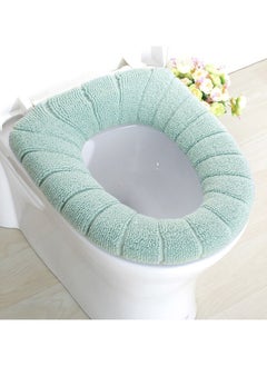 THE PACK Bathroom Soft Thicker Warmer Stretchable Washable Cloth Toilet Seat Cover Pads - Green  - Image 1