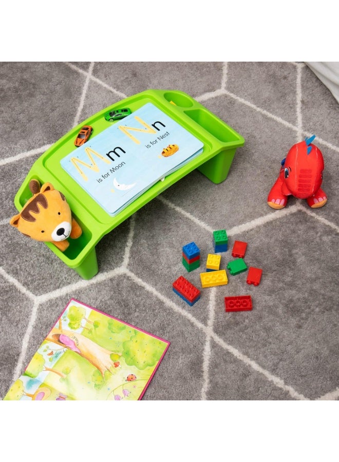 Amber Home Multipurpose Kids Study Desk, Lap Desk, Portable Activity Tray with Side Storage, Durable Stackable Plastic Desk for Drawing, Snacks, Study for Home & School Green - Image 2