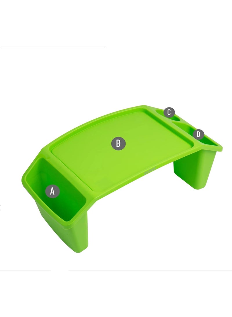 Amber Home Multipurpose Kids Study Desk, Lap Desk, Portable Activity Tray with Side Storage, Durable Stackable Plastic Desk for Drawing, Snacks, Study for Home & School Green - Image 3