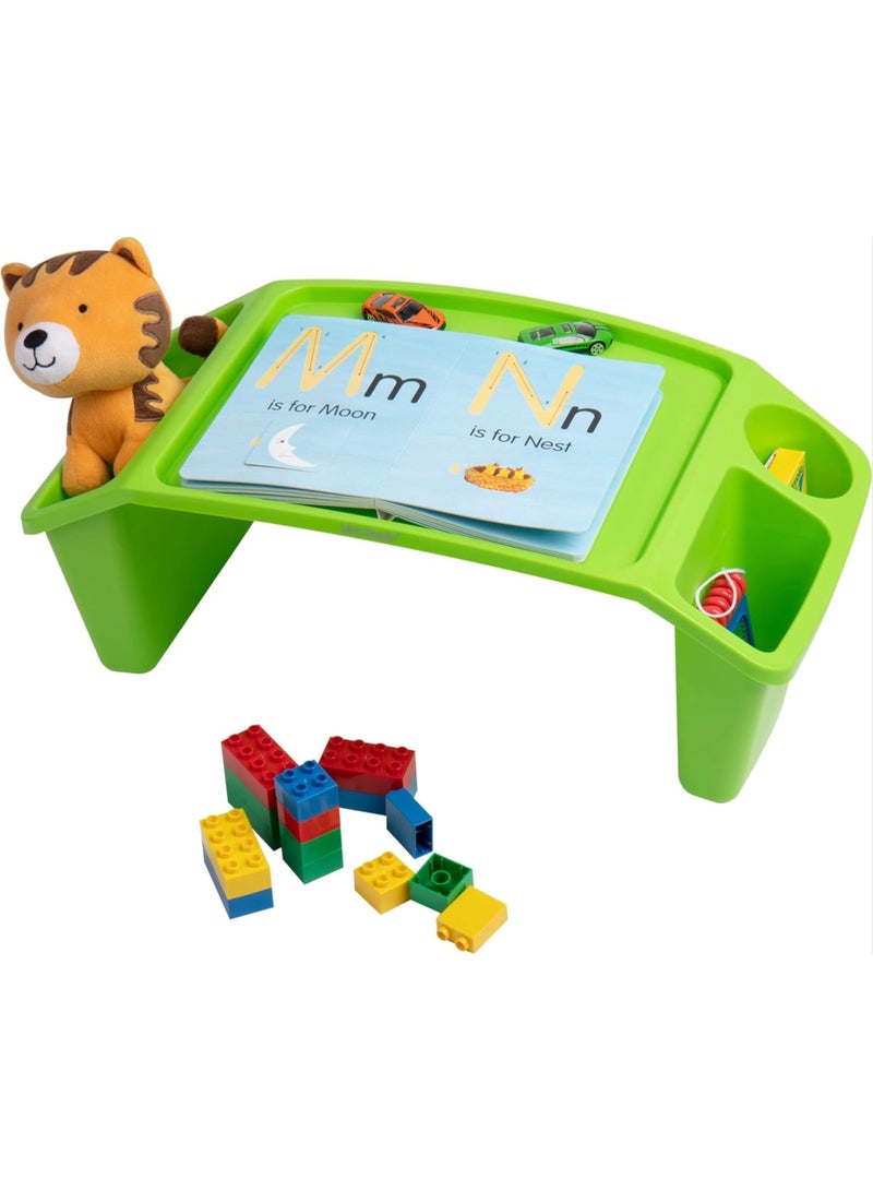Amber Home Multipurpose Kids Study Desk, Lap Desk, Portable Activity Tray with Side Storage, Durable Stackable Plastic Desk for Drawing, Snacks, Study for Home & School Green - Image 4