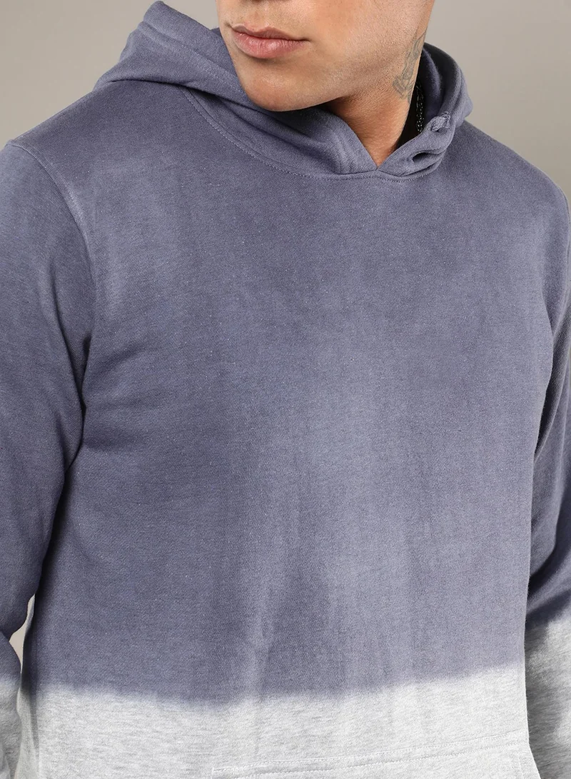 CAHOOT  Men's Steel Blue & Cloud Grey Ombre Panel Hoodie for Men | Best Price UAE