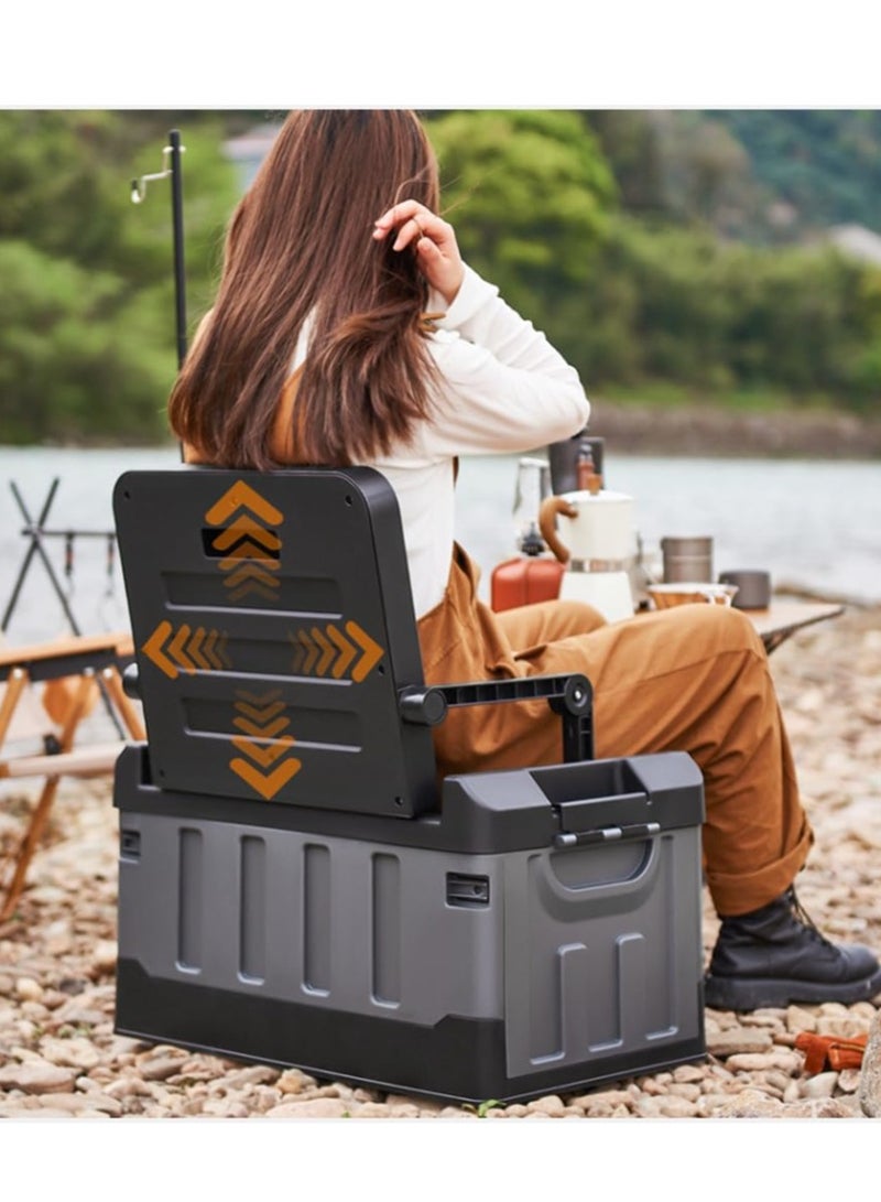 شو وو منظم تخزين سيارة قابل للطي بسعة 60 لترًا مصنوع من مادة البولي بروبيلين شديدة التحمل، صندوق تخزين كبير الحجم للسيارات لمعدات التخييم والملابس والألعاب، مناسب للسيارات متعددة الاستخدامات والشاحنات والسيارات السيدان والسفر في الهواء الطلق والاستخدام المنزلي - Image 4