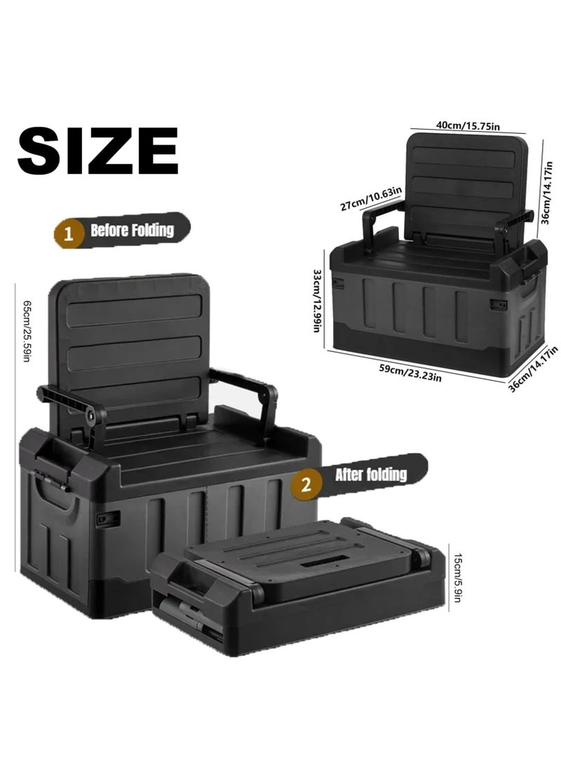 شو وو منظم تخزين سيارة قابل للطي بسعة 60 لترًا مصنوع من مادة البولي بروبيلين شديدة التحمل، صندوق تخزين كبير الحجم للسيارات لمعدات التخييم والملابس والألعاب، مناسب للسيارات متعددة الاستخدامات والشاحنات والسيارات السيدان والسفر في الهواء الطلق والاستخدام المنزلي - Image 2